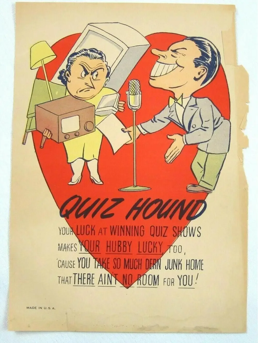 Vintage Vinegar Valentine Quiz Hound Penny Dreadful Sarcasm Insult Poem Ephemera